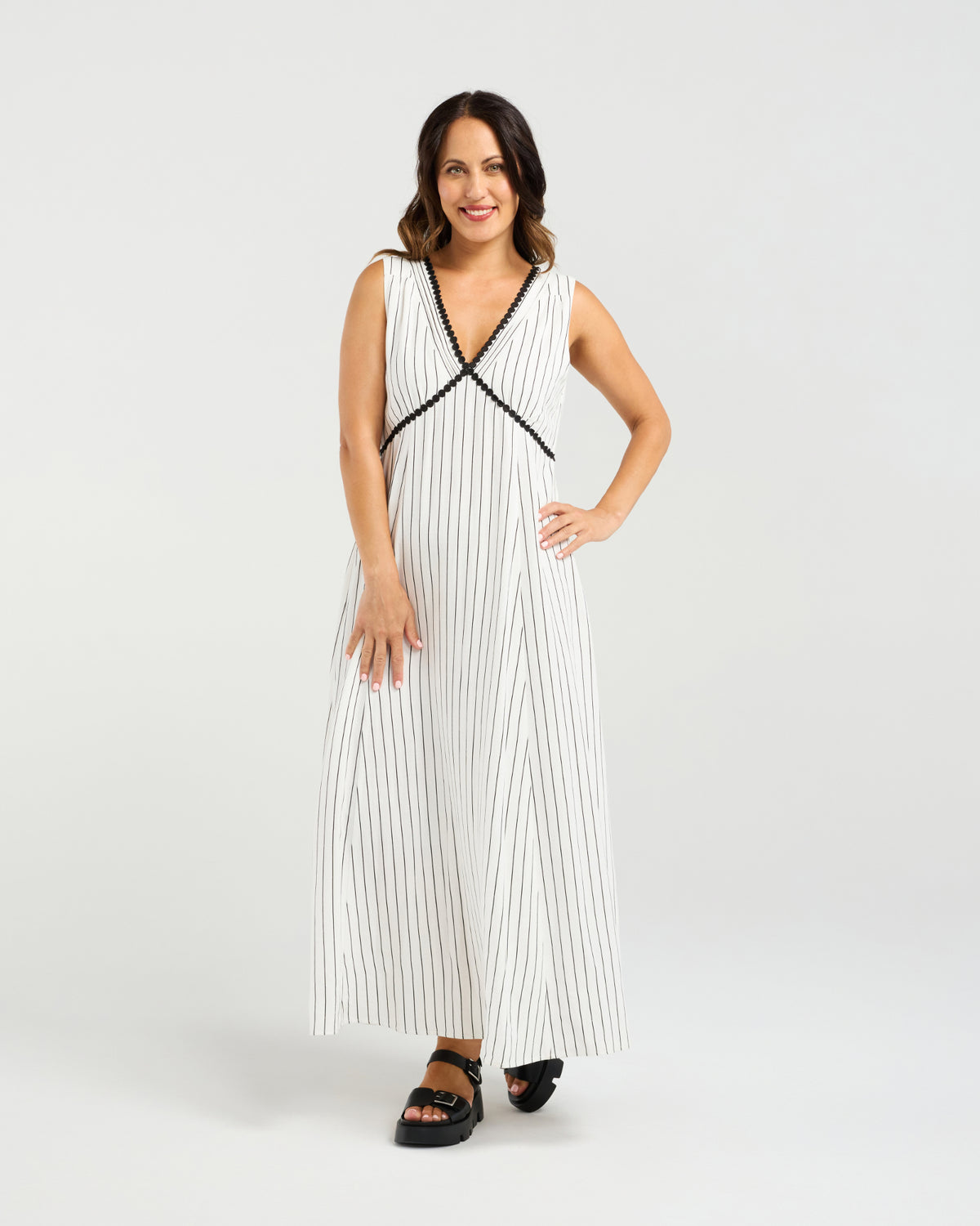 Zafina Zariah Dress - Pinstripe