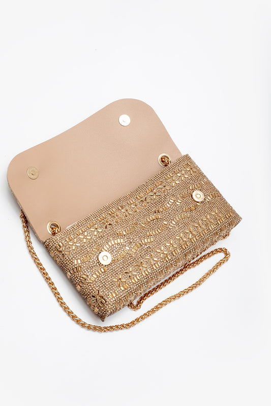Antler Champagne Clutch Bag - Gold