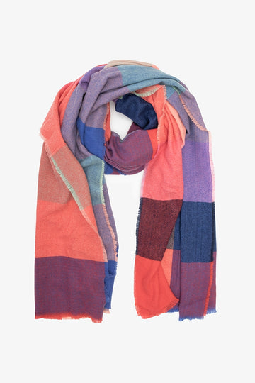 Antler Berry Peach Check Scarf