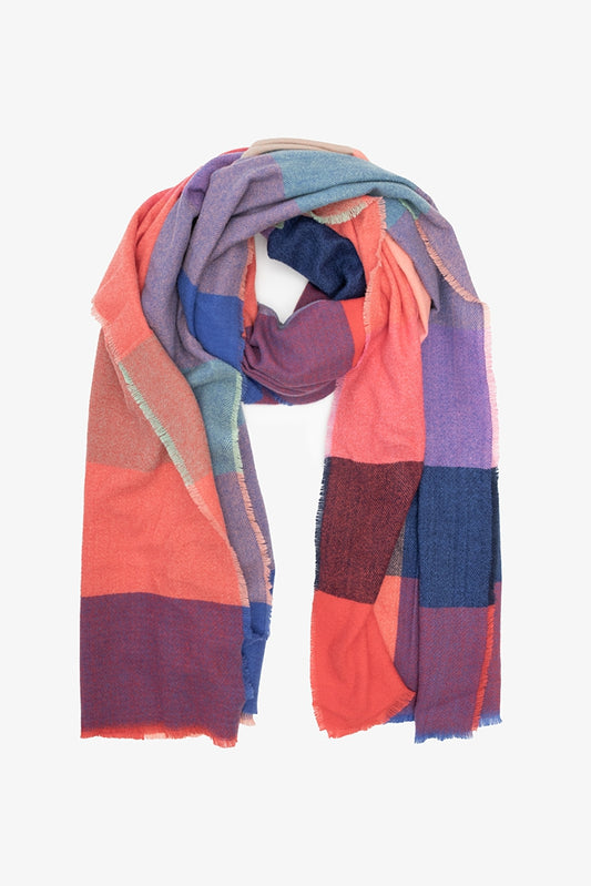 Antler Berry Peach Check Scarf