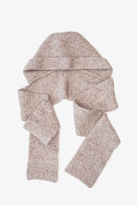 Antler Hooded Scarf - Fossil