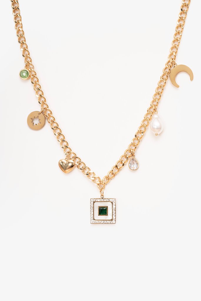 Antler Heart &amp; Pearl Charm Necklace