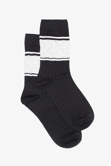 Antler Black & White Band Sock