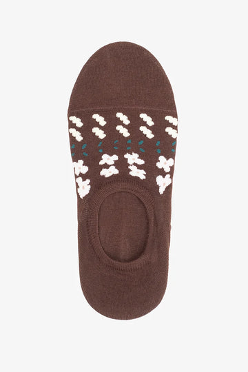 Antler No Show Floral Sock - Chocolate