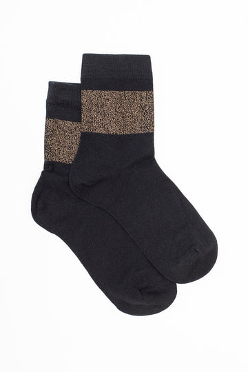 Antler Lurex Band Sock - Midnight Gold
