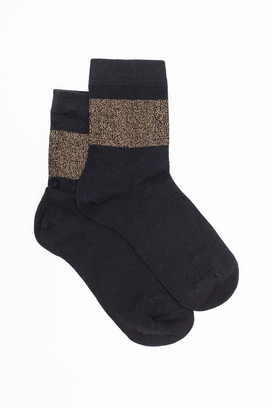 Antler Lurex Band Sock - Midnight Gold