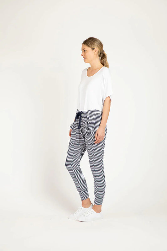 Betty Basics Barcelona Pant- Navy Stripe