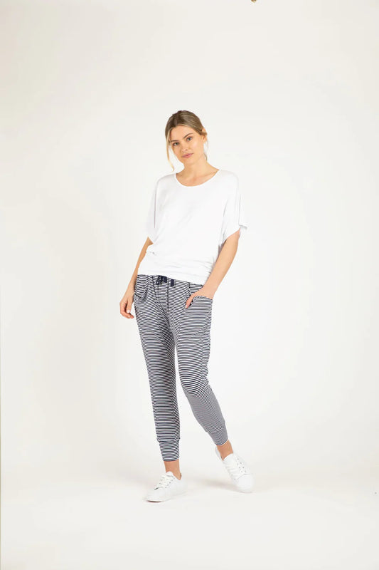 Betty Basics Barcelona Pant- Navy Stripe