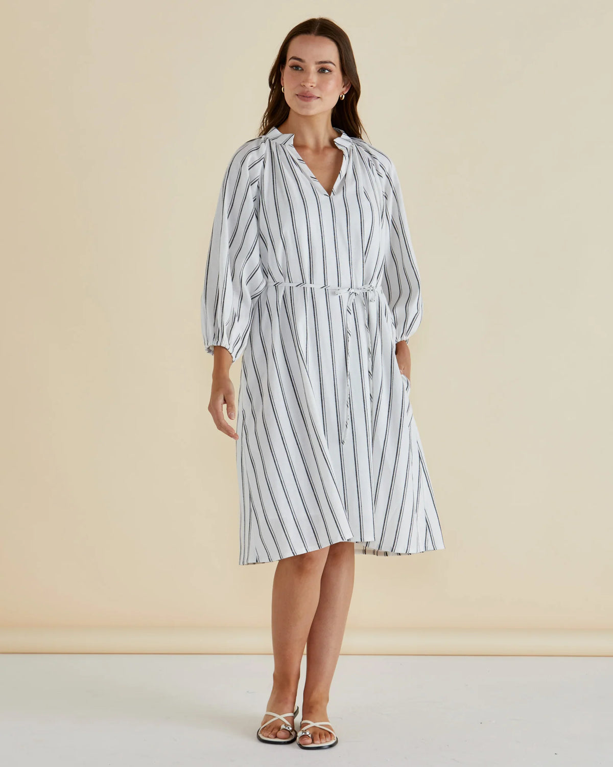 Betty Basics Jenna Dress - White Stripe