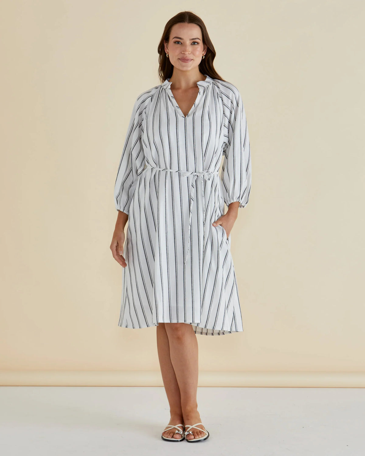 Betty Basics Jenna Dress - White Stripe