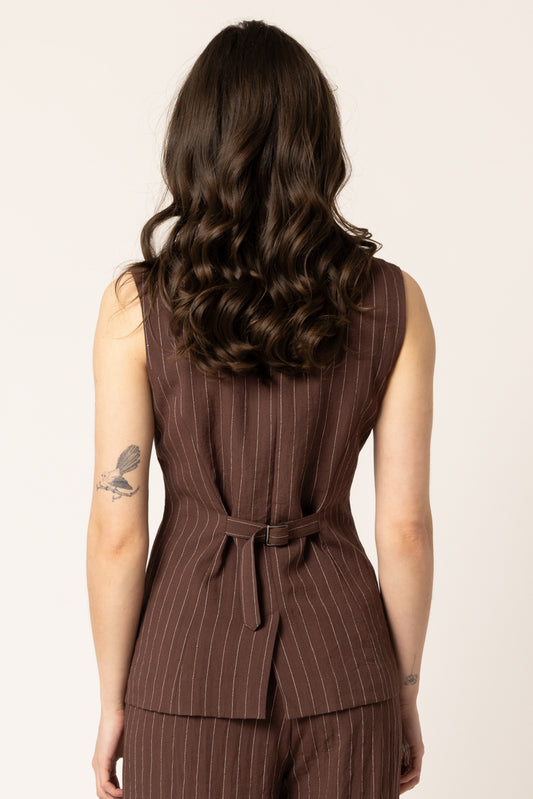 Billie The Label Willow Waistcoat - Cocoa Stripe