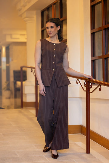 Billie The Label Continuity Pant - Cocoa Stripe