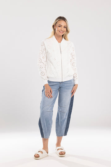Mi Moso Broderie Bomber - White