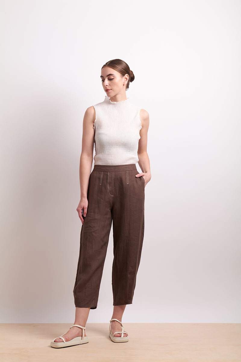 Neris In Contrast Pant - Cocoa