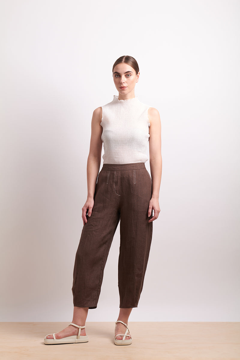 Neris In Contrast Pant - Cocoa