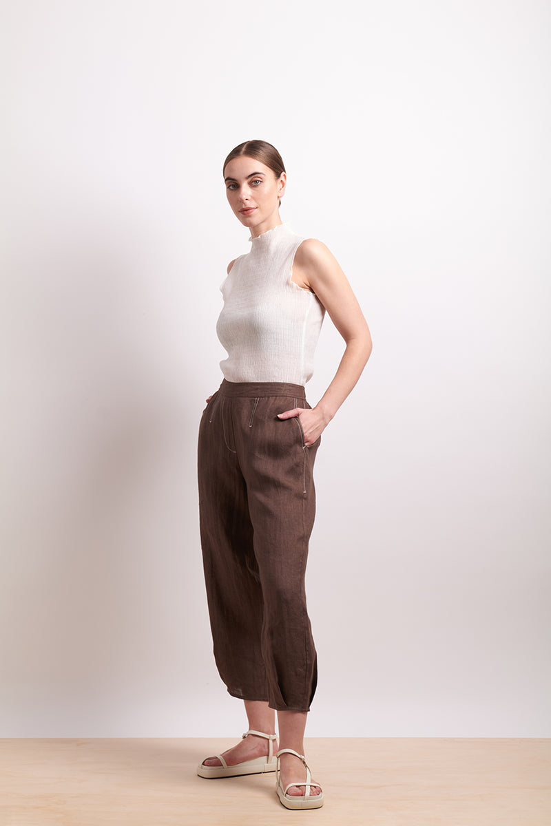Neris In Contrast Pant - Cocoa