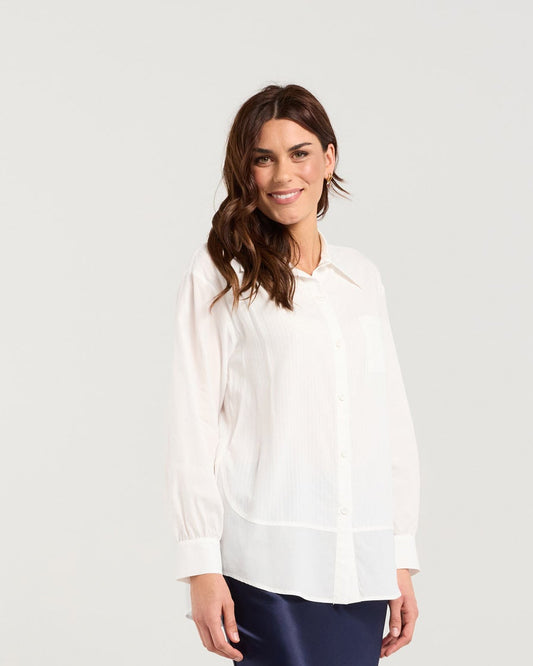 Blackstone Lilliana Spliced Shirt - White
