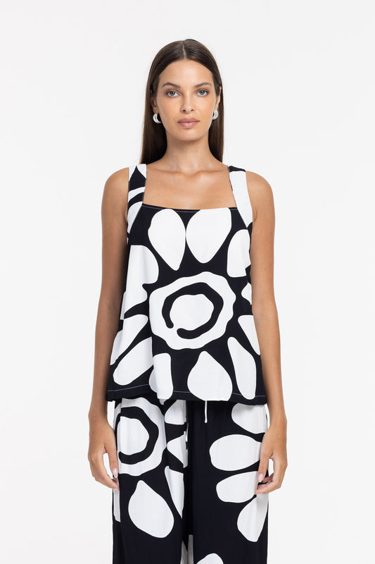 Blak Cinta Top - Black/White Print