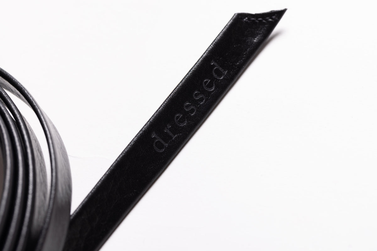 Dressed Leather Strap Belt - Black