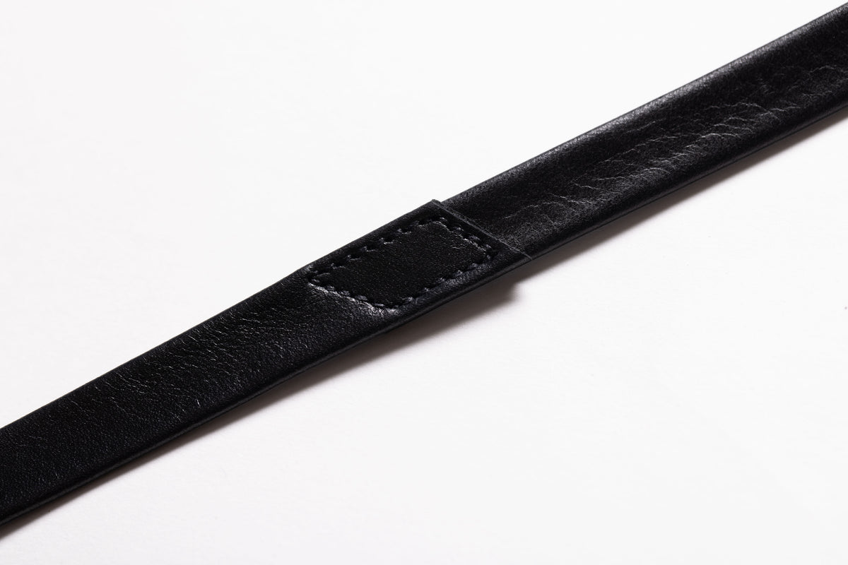 Dressed Leather Strap Belt - Black