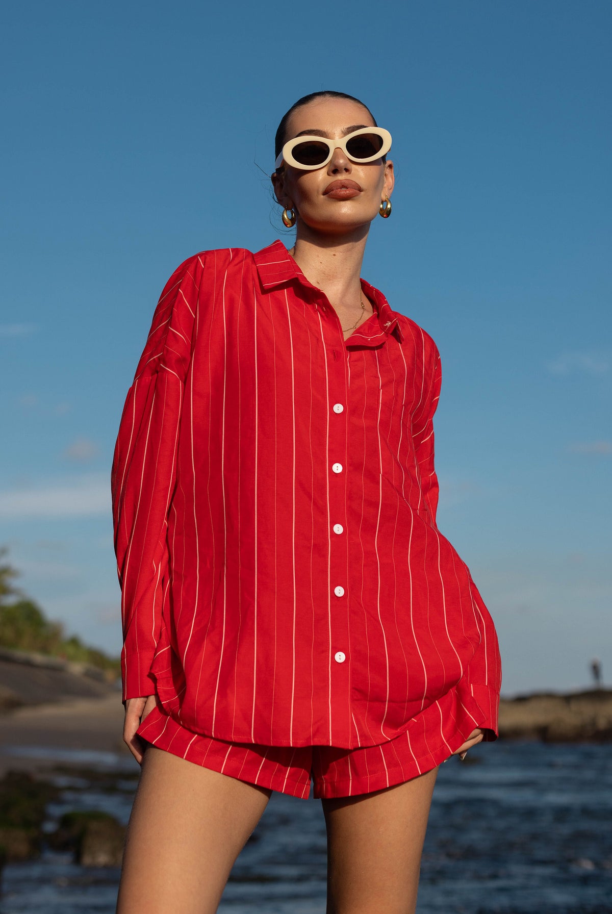 Blak Defiant Shirt - Red/White Pinstripe