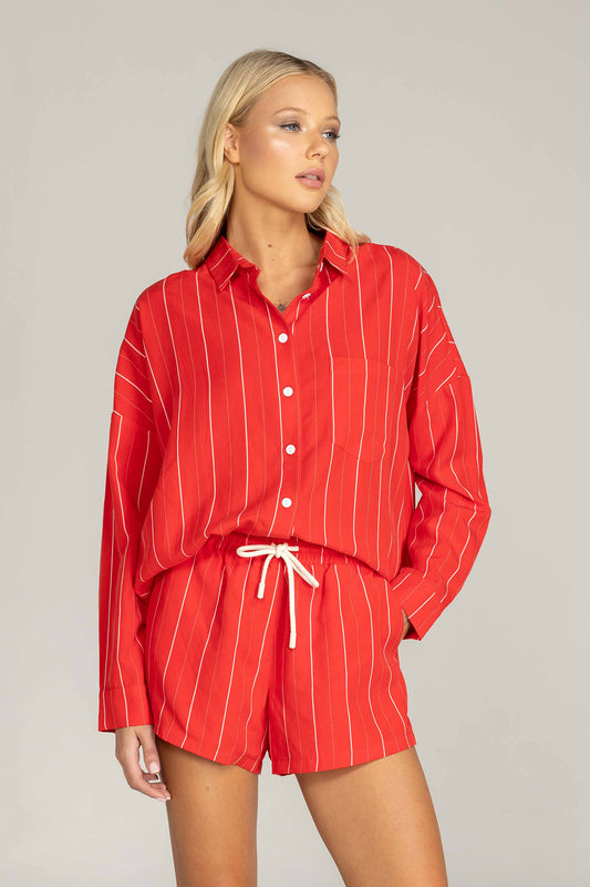 Blak Defiant Shirt - Red/White Pinstripe