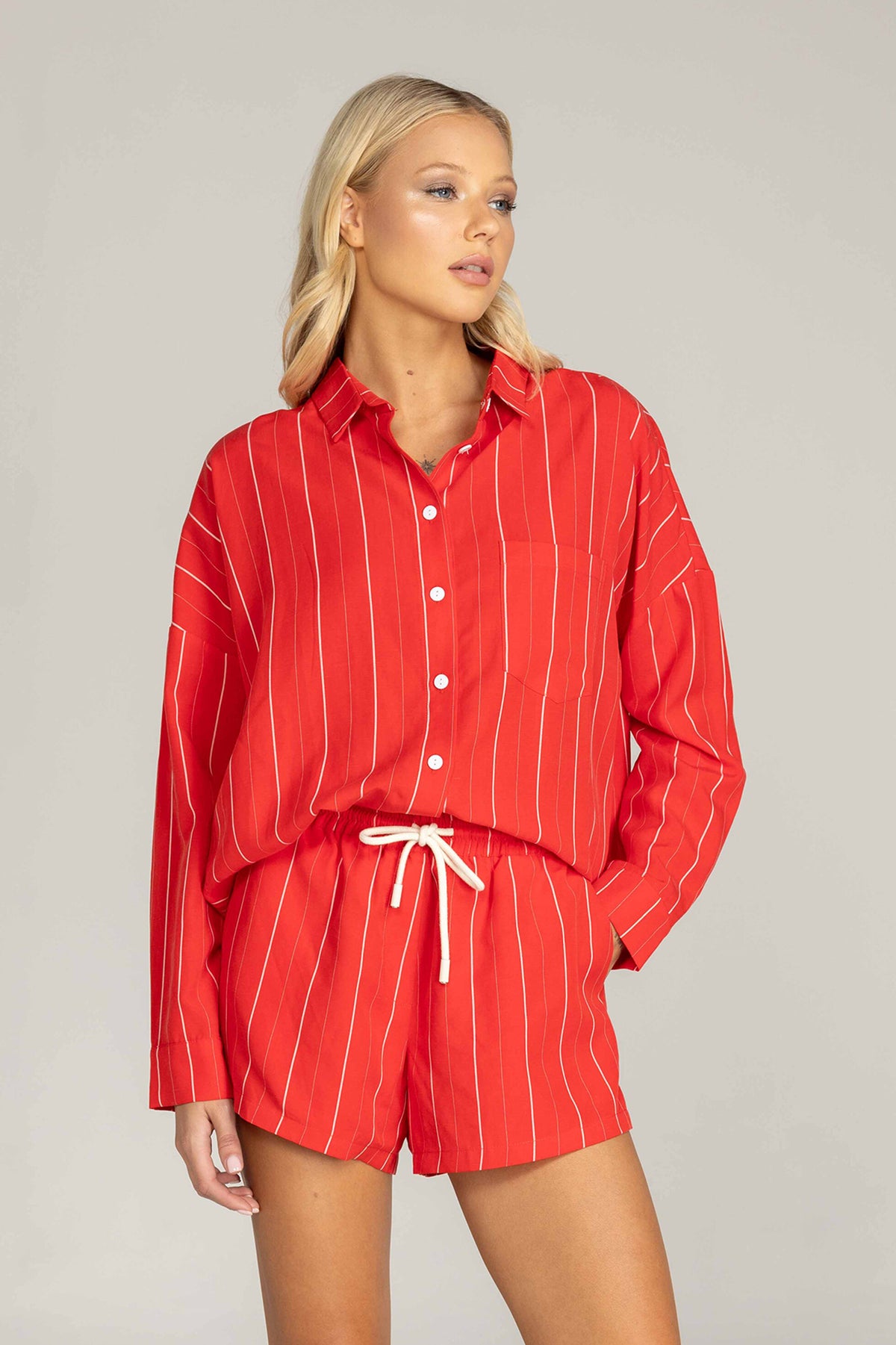 Blak Defiant Shirt - Red/White Pinstripe