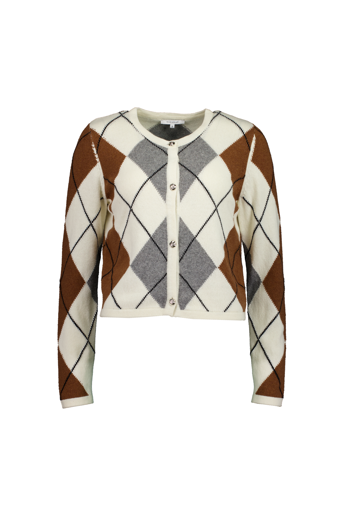 Tuesday Diamond Cardigan - Ivory Argyle