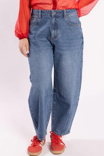Drama The Label Barrel Leg Jeans - Indigo Blue