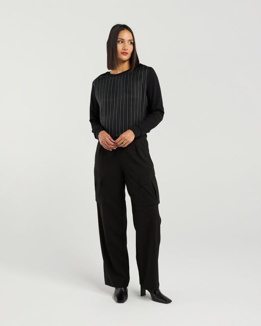 Et Alia Smith Top - Noir Pinstripe