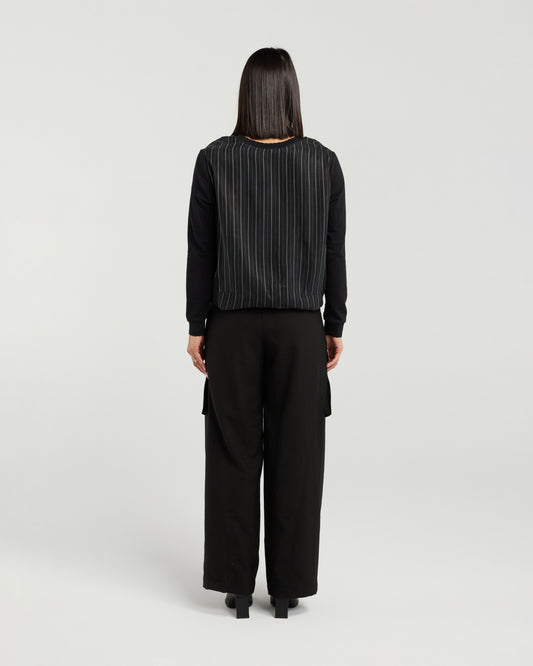 Et Alia Smith Top - Noir Pinstripe