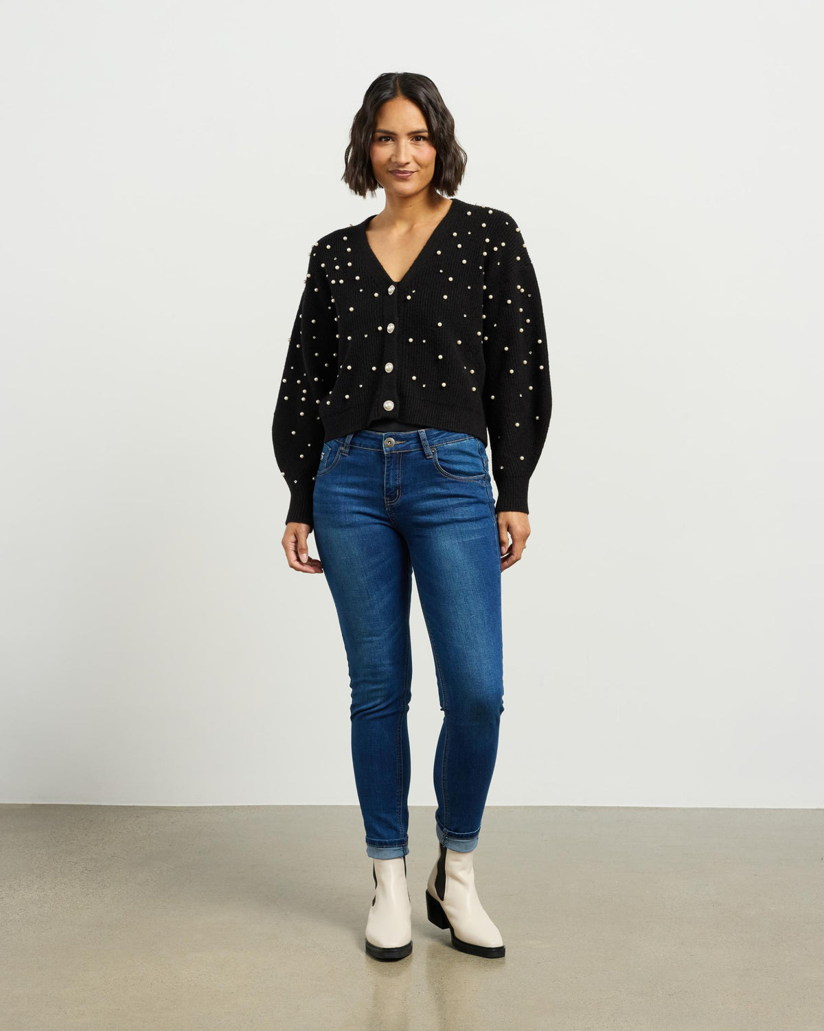 Et Alia Pearl Cardi Black