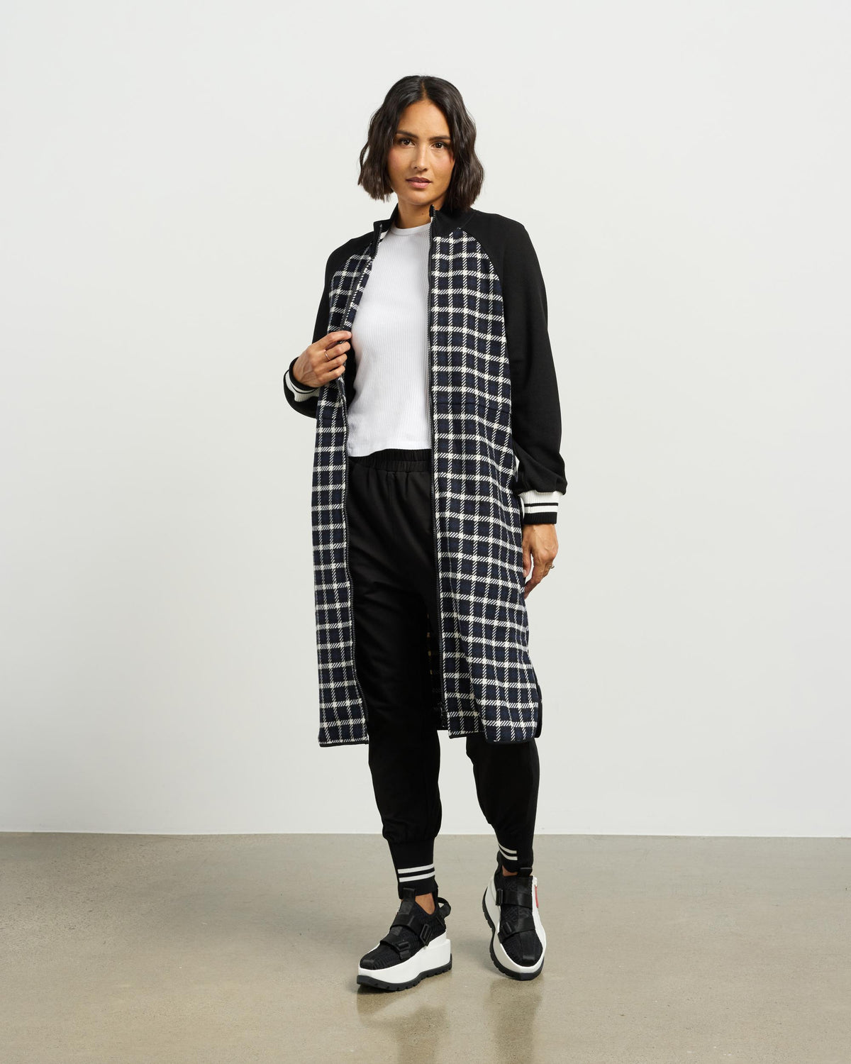 Et Alia Nova Coatigan - Blue/Black Plaid