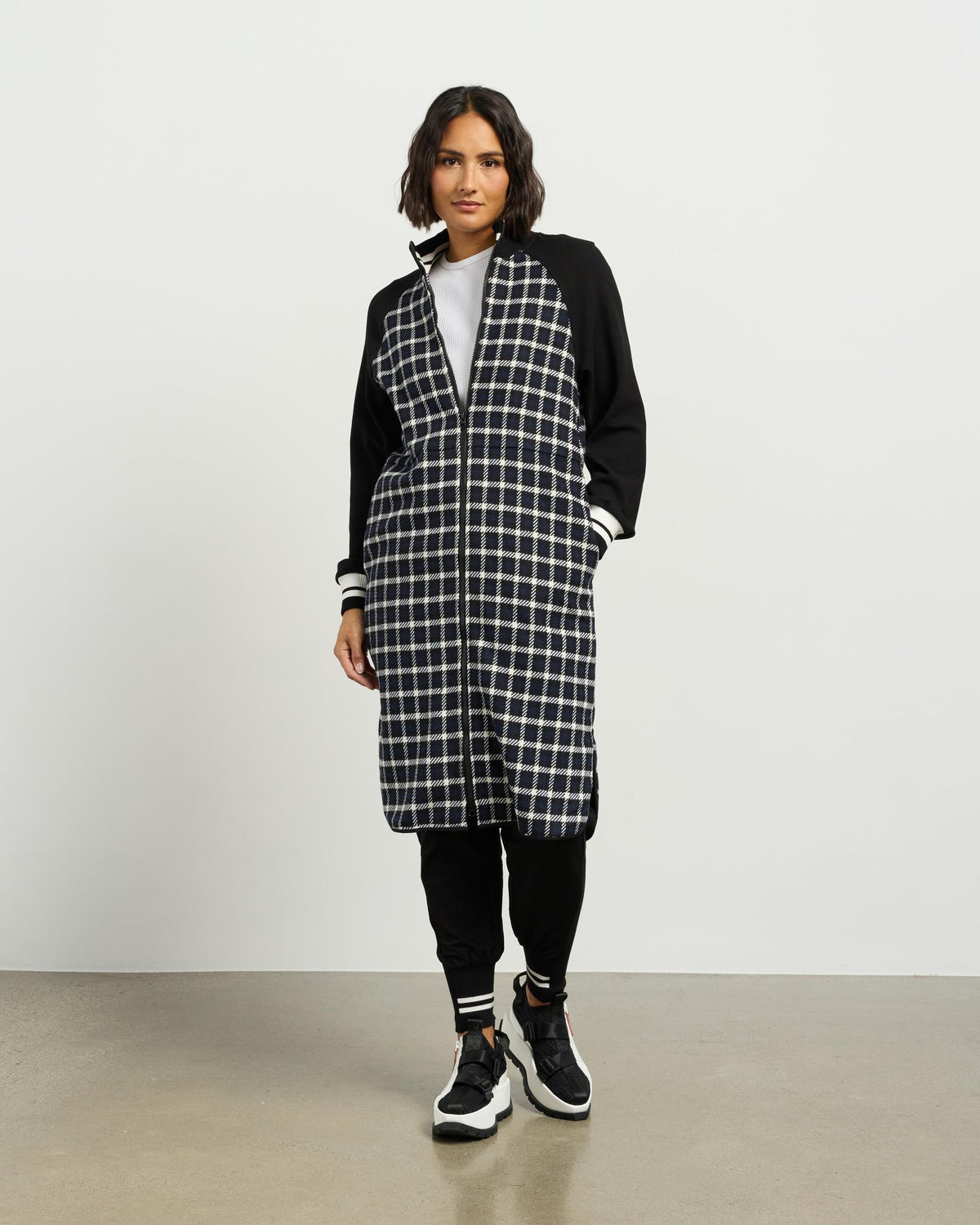 Et Alia Nova Coatigan - Blue/Black Plaid