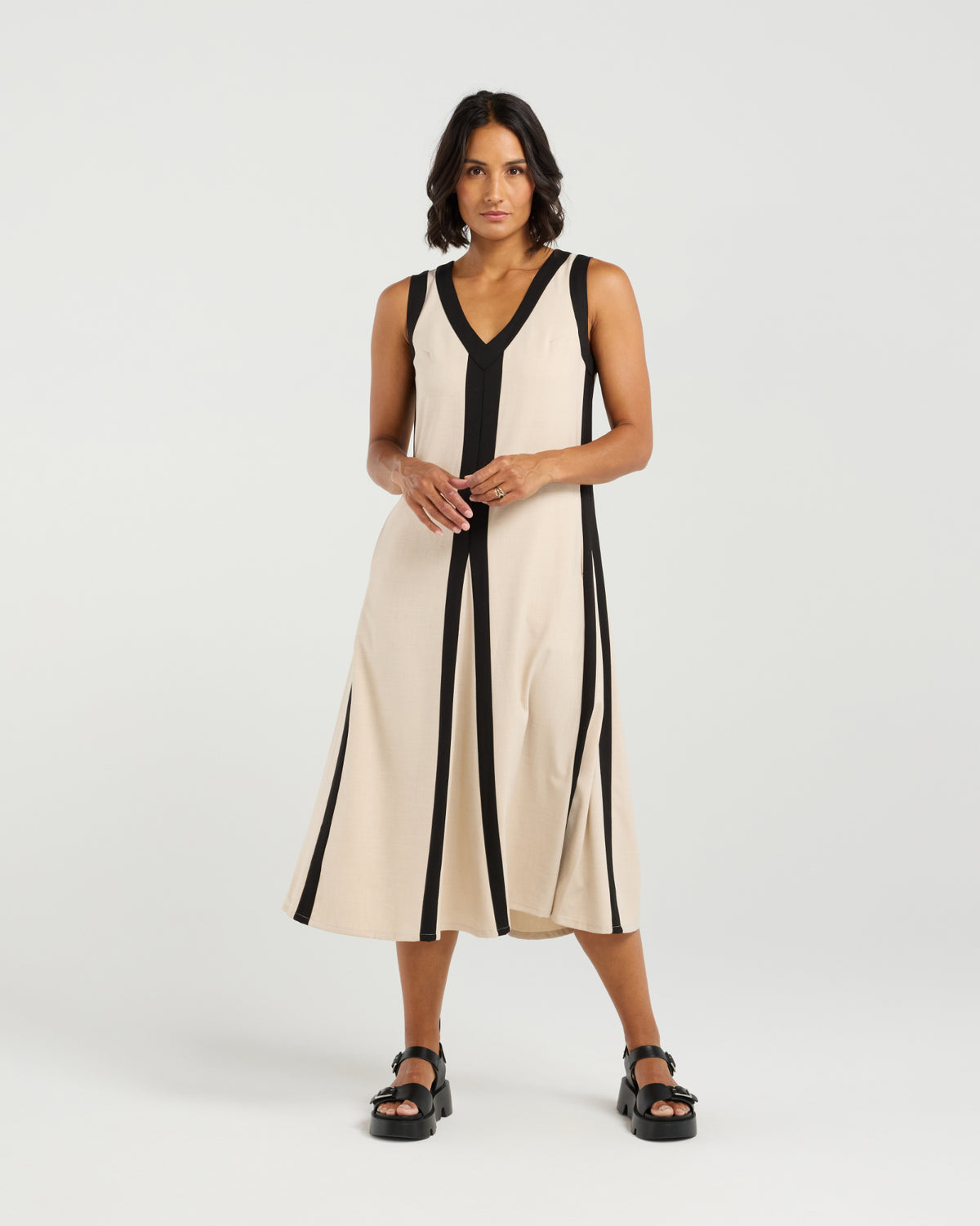 Et Alia Edie Dress- Taupe Lines