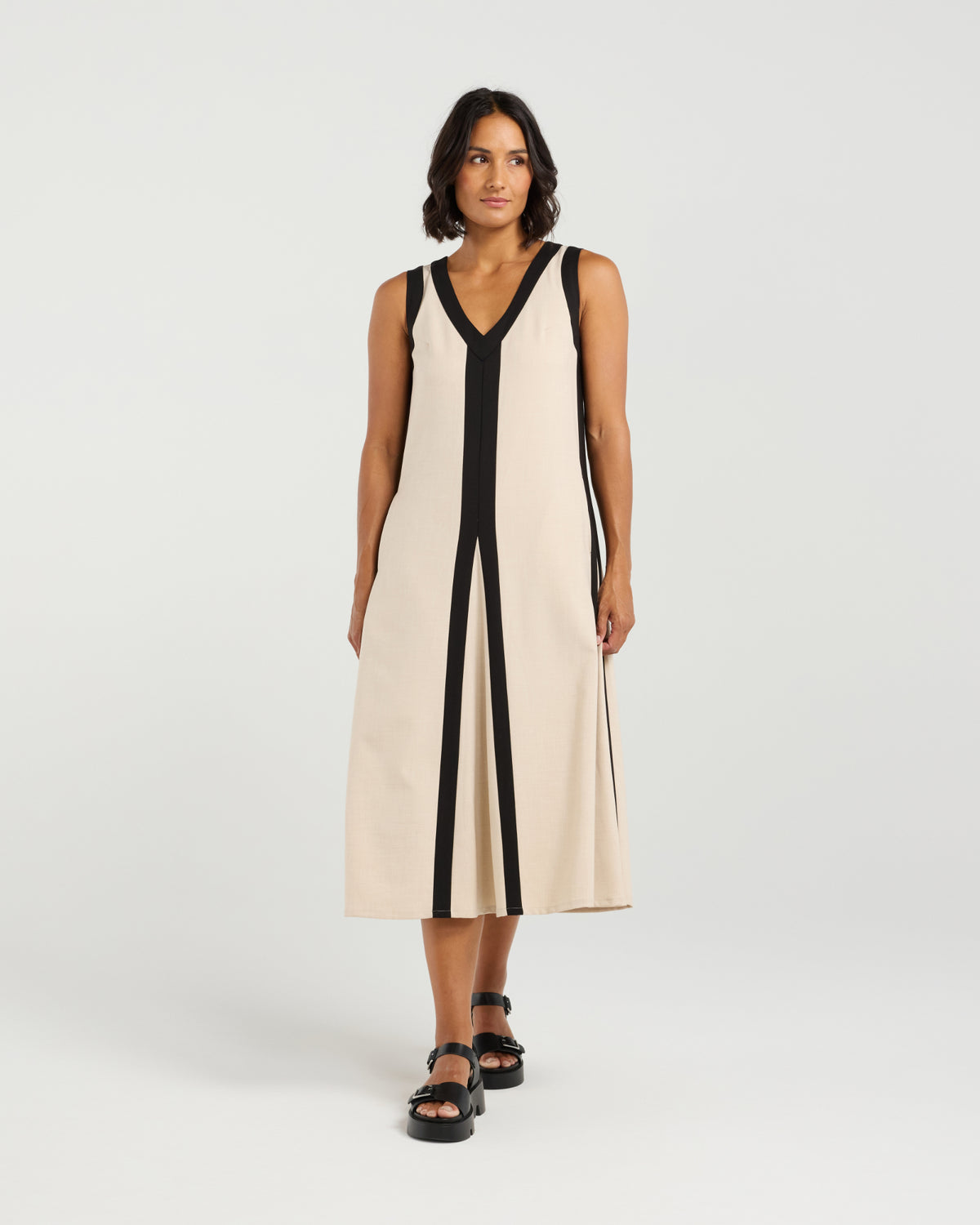 Et Alia Edie Dress- Taupe Lines