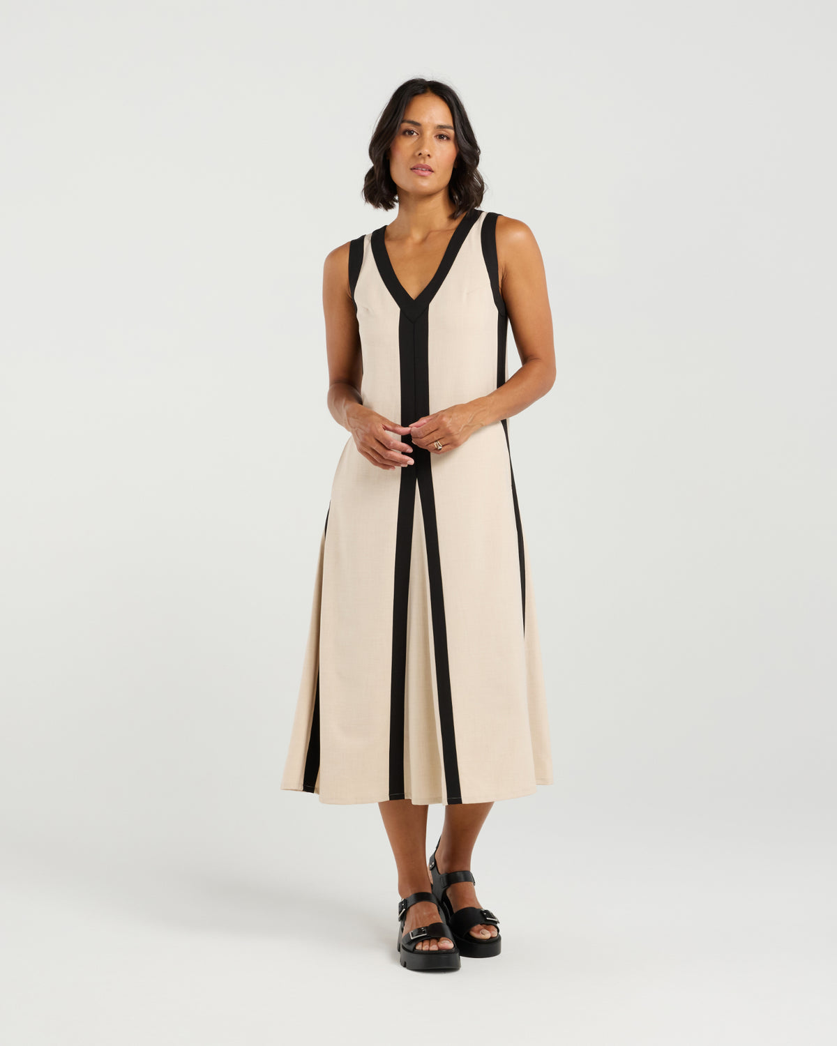 Et Alia Edie Dress- Taupe Lines