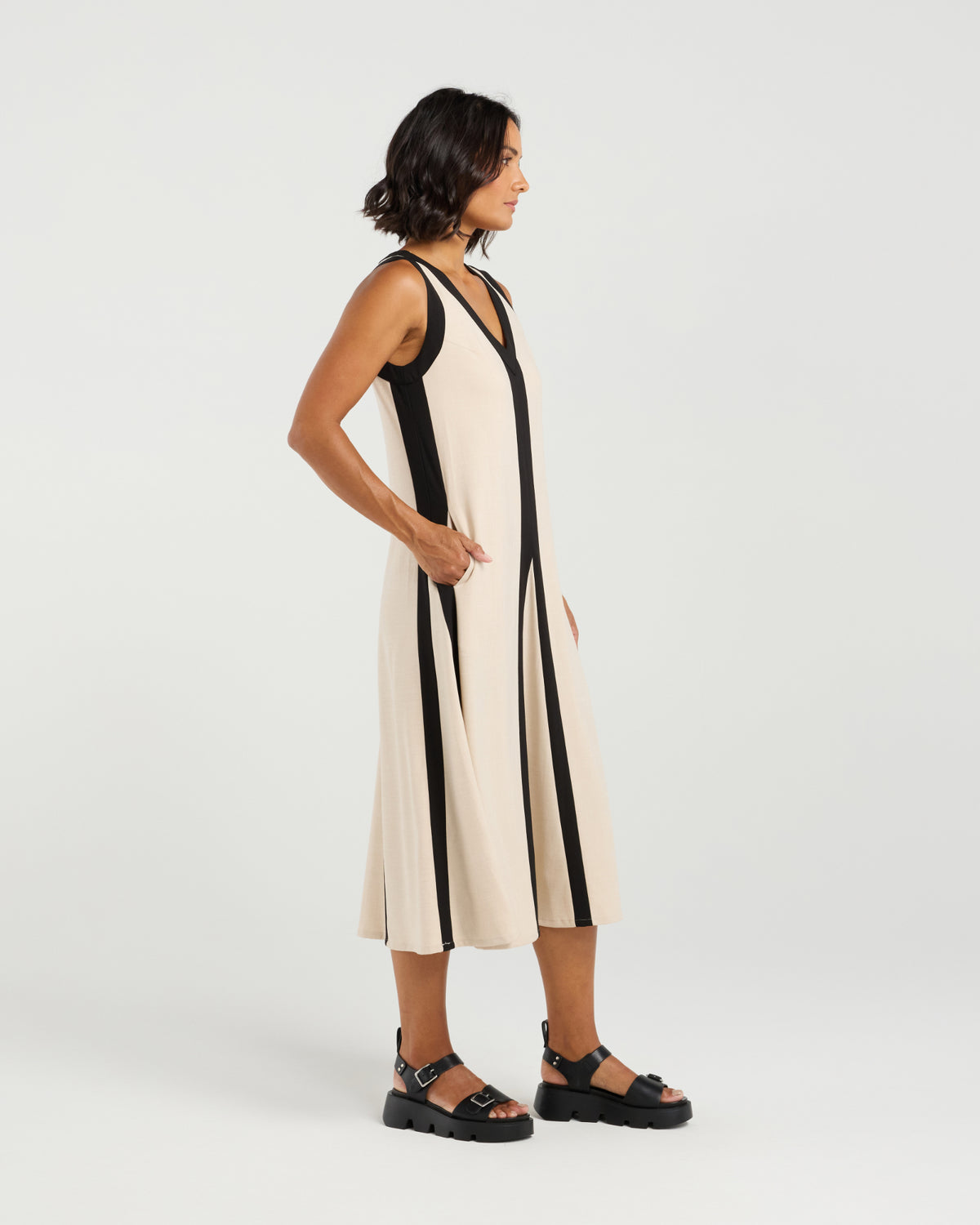 Et Alia Edie Dress- Taupe Lines