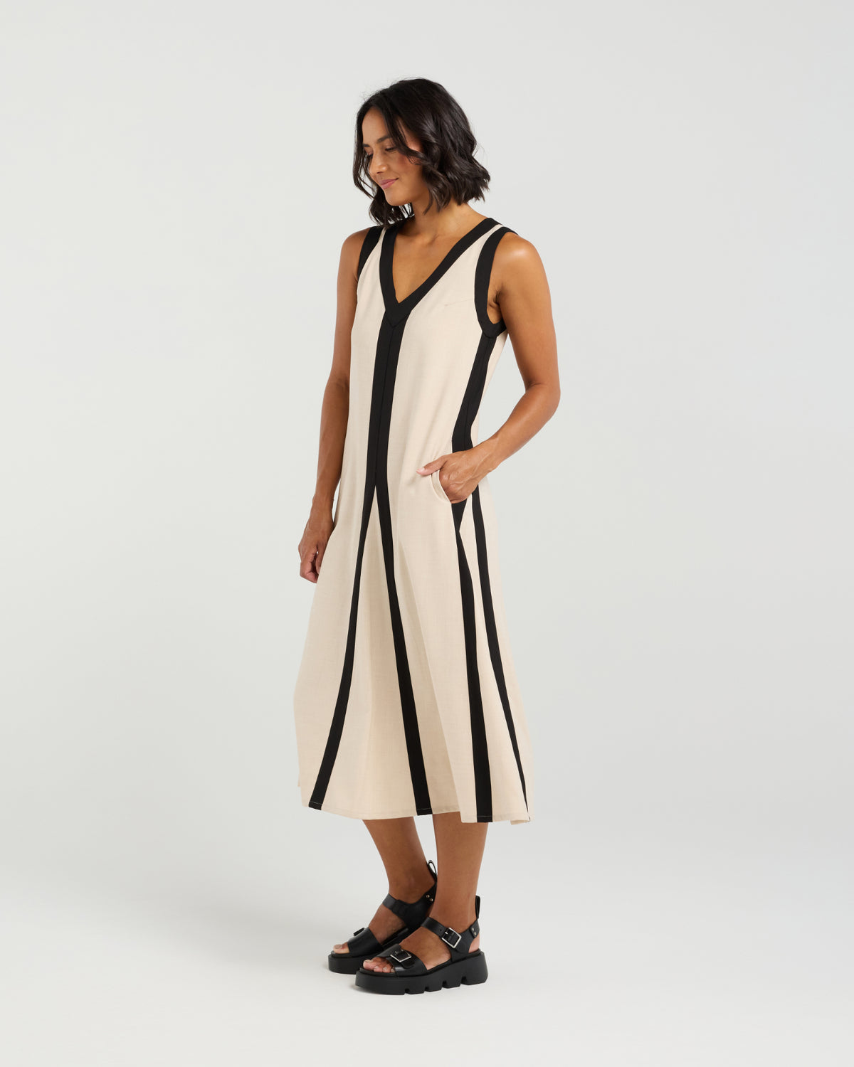 Et Alia Edie Dress- Taupe Lines