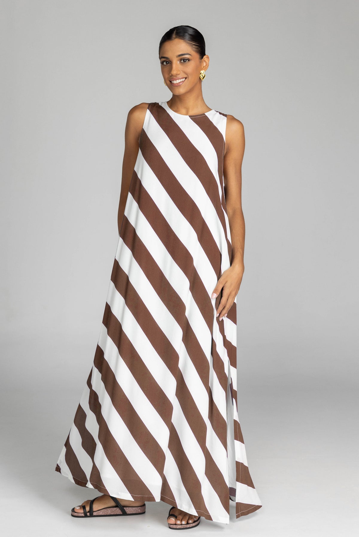 Blak Finally Here Dress - Chocolate/White Stripe
