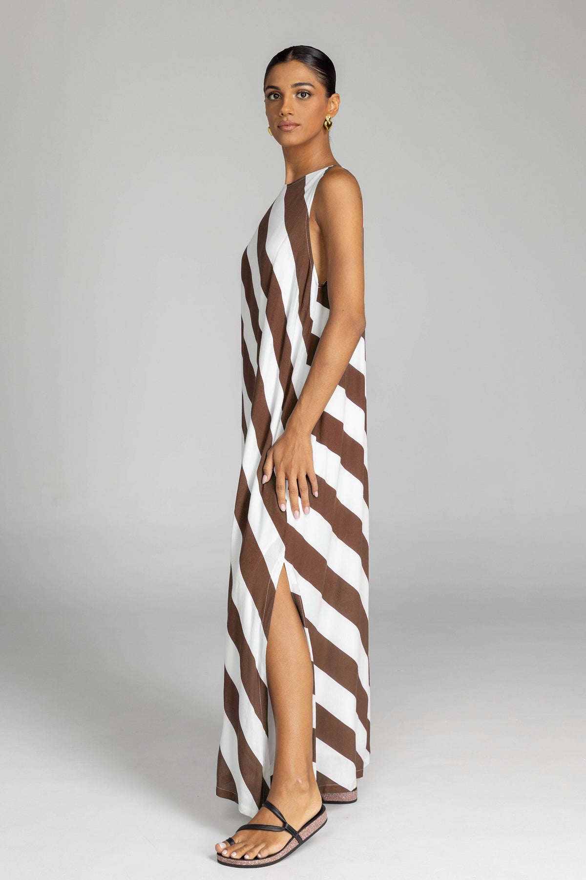 Blak Finally Here Dress - Chocolate/White Stripe