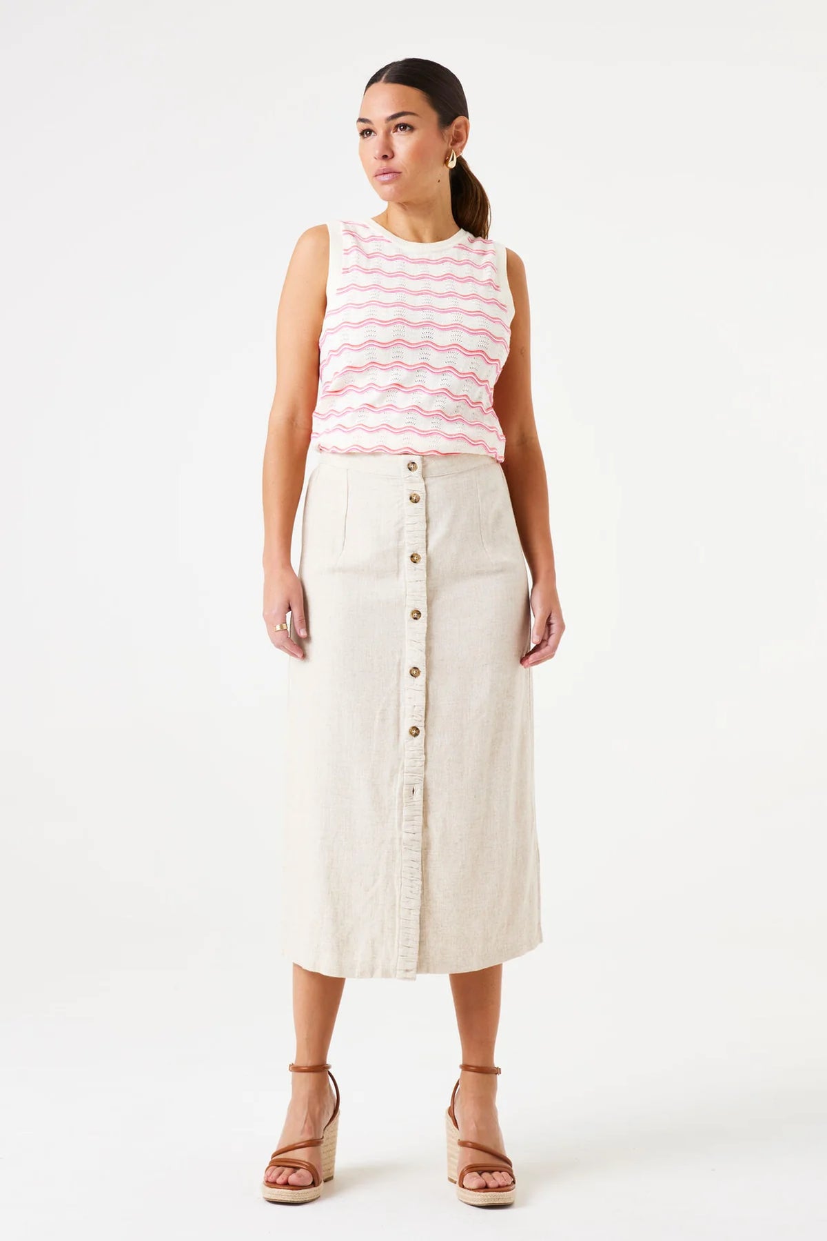Garcia Sleeveless Top - Ecru Stripe
