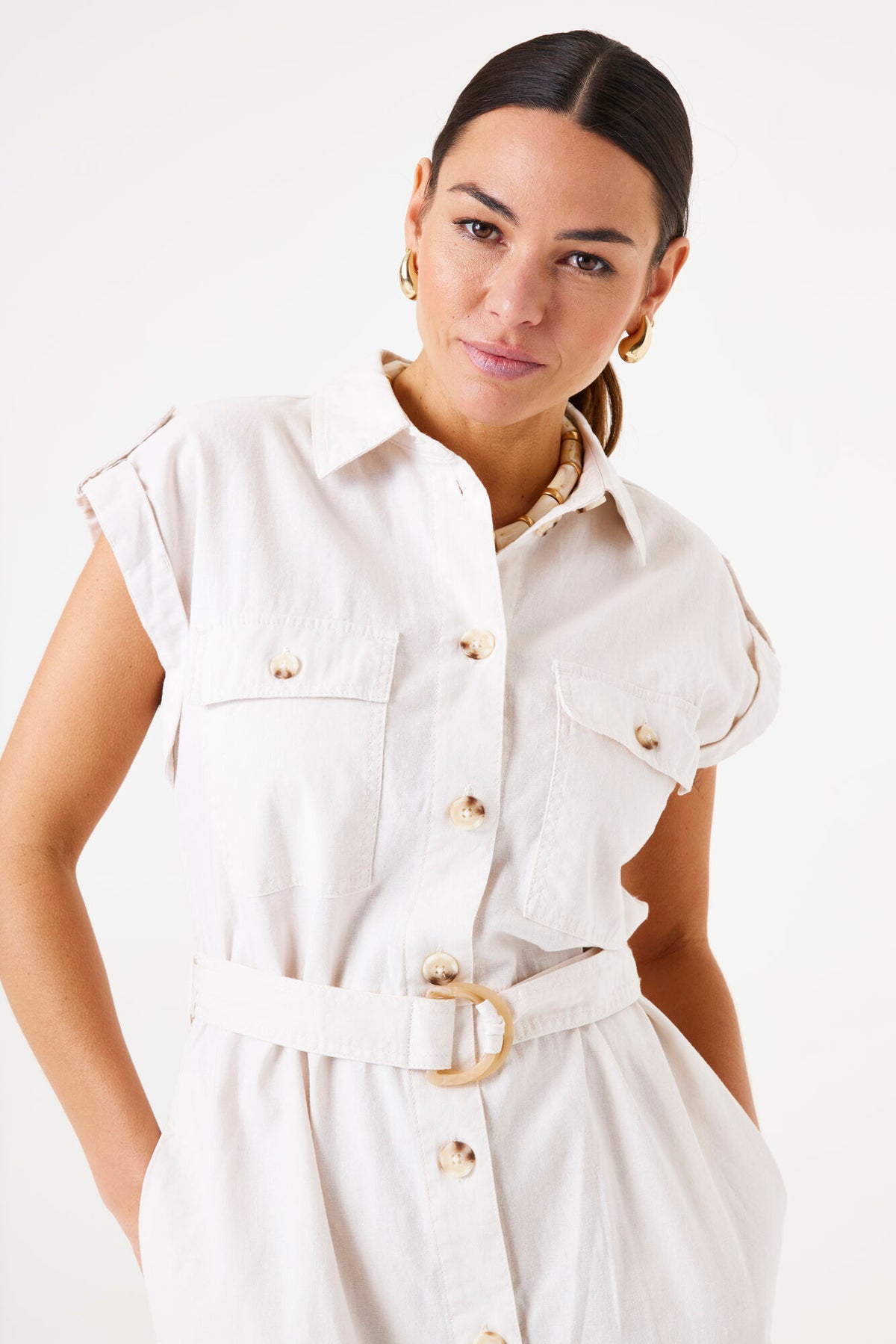 Garcia Shirt Dress - Beige Stone