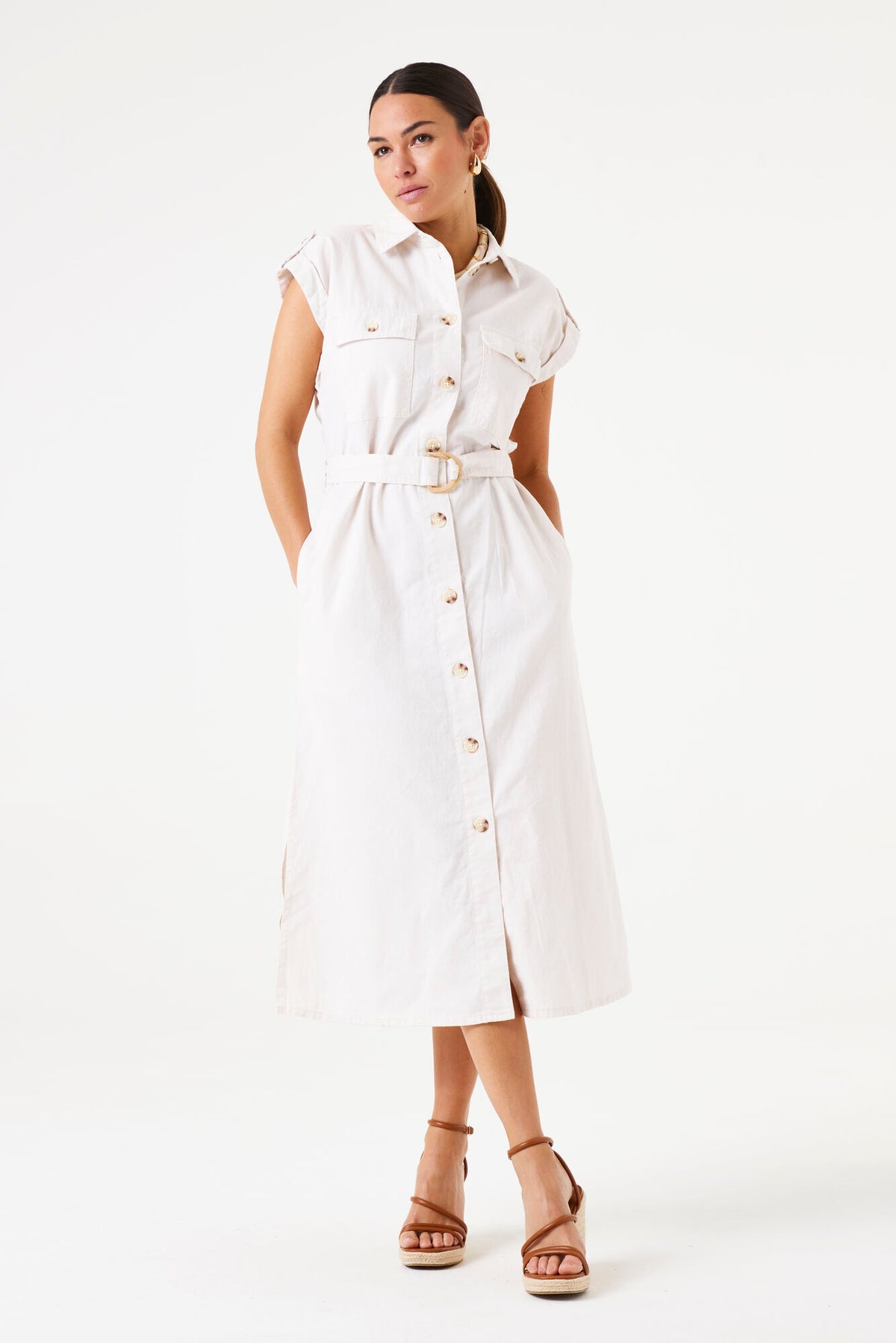 Garcia Shirt Dress - Beige Stone