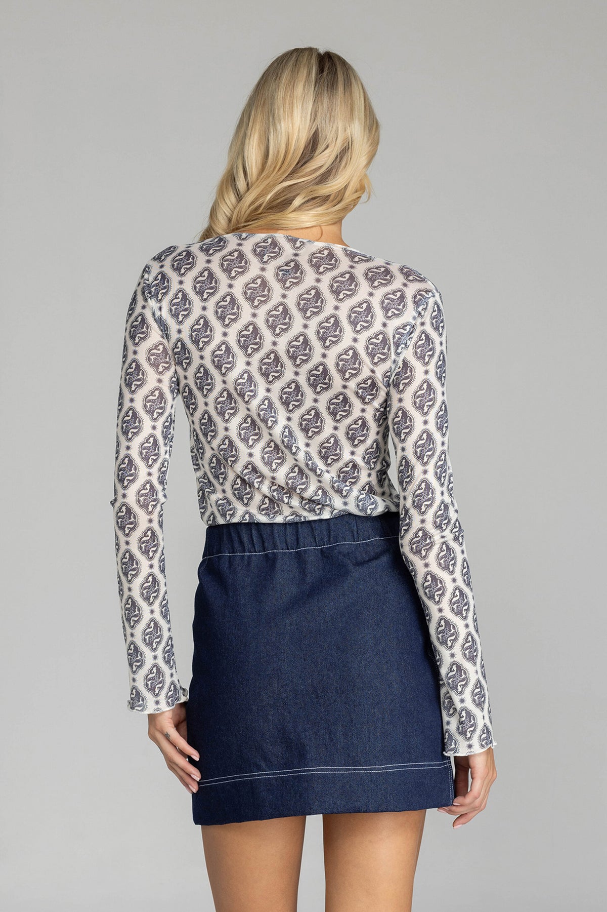 Blak Gigi Top - Grey/Ivory Print