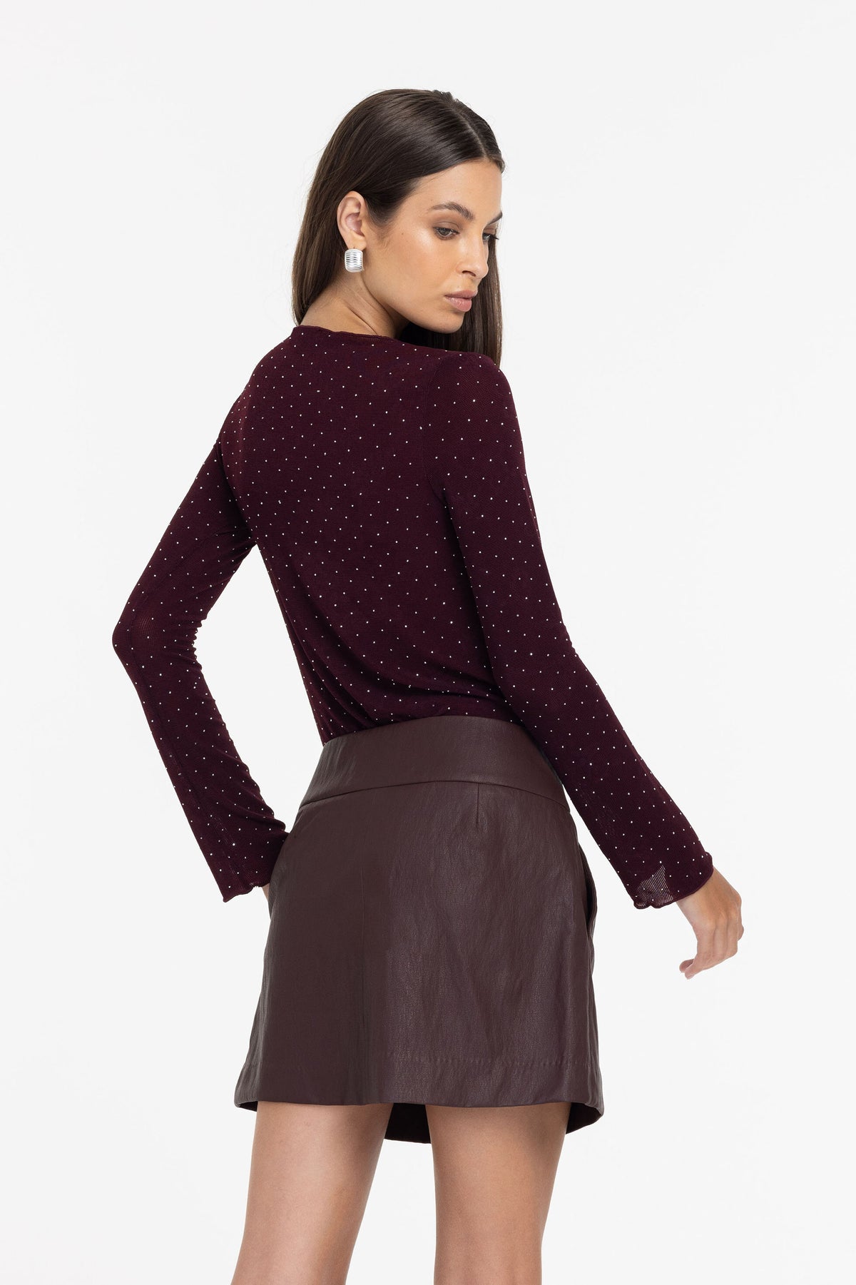 Blak Gigi Top - Burgandy with Silver Diamantes