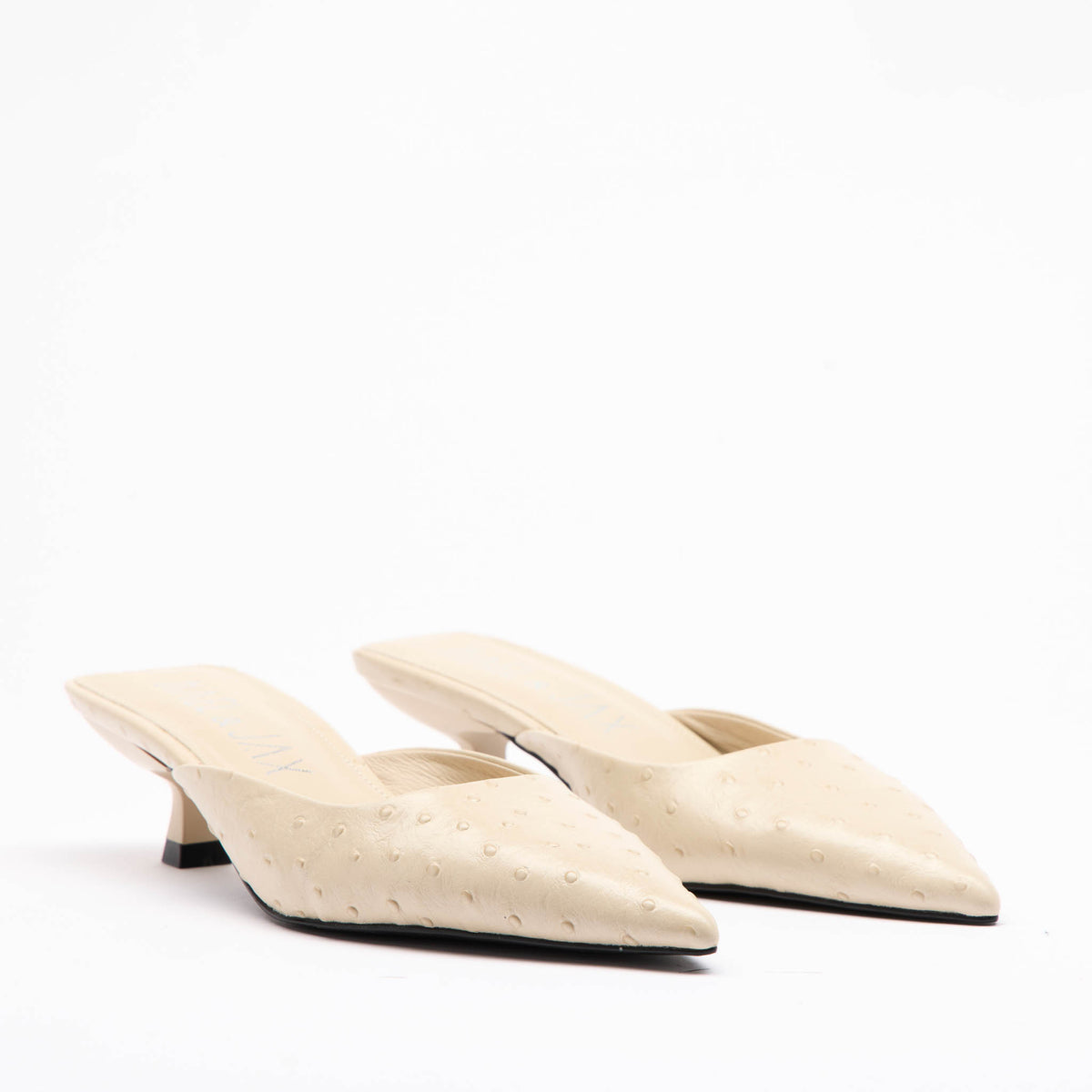 Hael &amp; Jax Haute Mule - Bone Ostrich