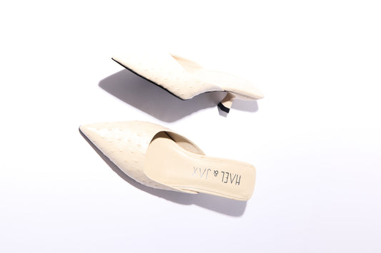 Hael & Jax Haute Mule - Bone Ostrich
