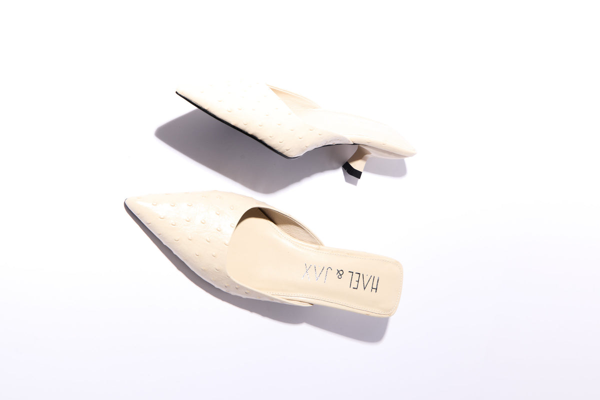 Hael &amp; Jax Haute Mule - Bone Ostrich