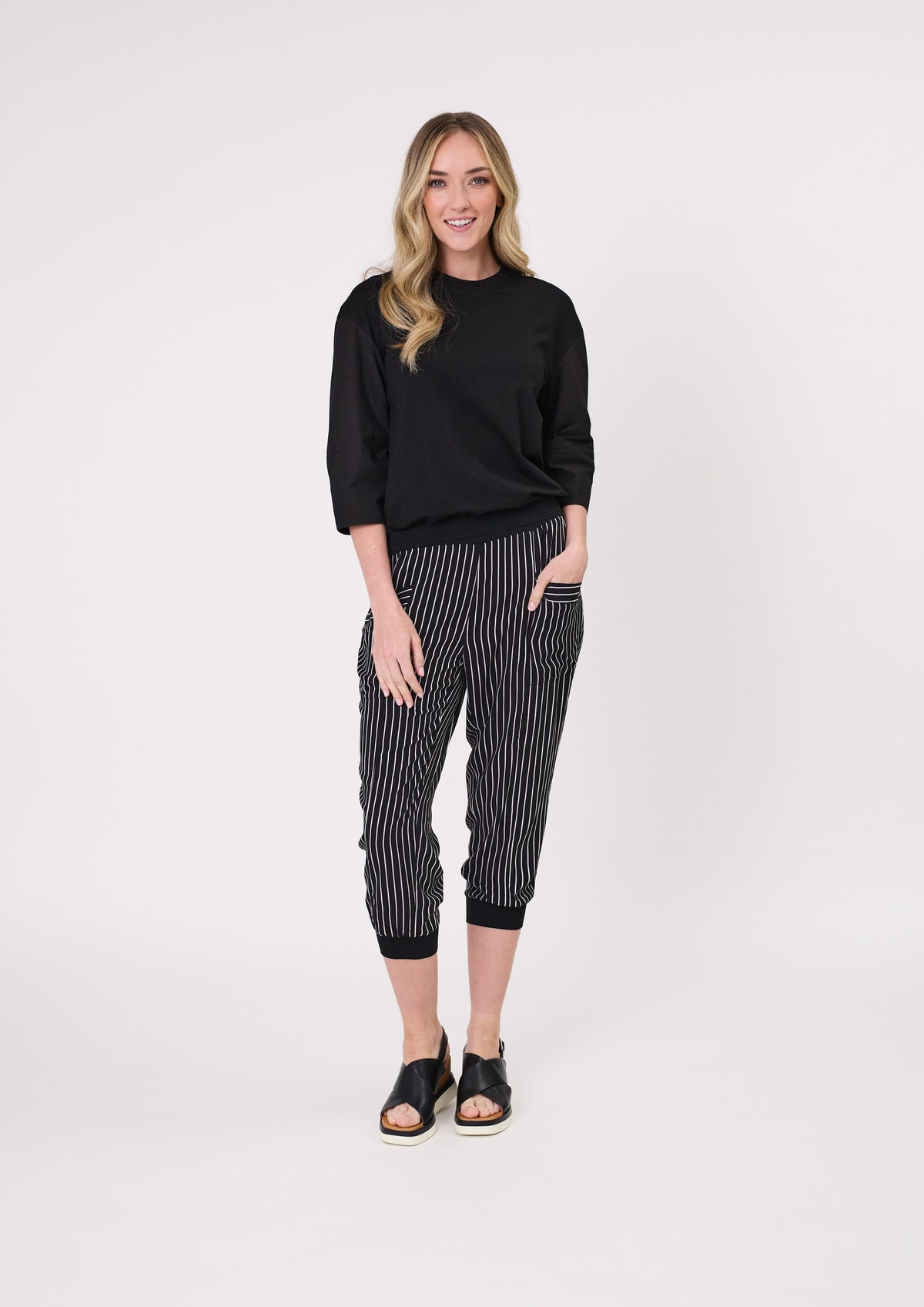 Lemon Tree Harem Pant - Black/White Stripe